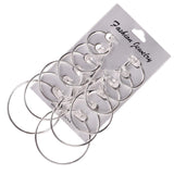 6 Pairs Rock Roll Exaggerated Circle Earrings