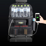 USB Charging Car Seat Back Organizer Table Tray with Free Multi-Use Cleaning Sponge Gloves Brush