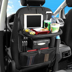 USB Charging Car Seat Back Organizer Table Tray with Free Multi-Use Cleaning Sponge Gloves Brush