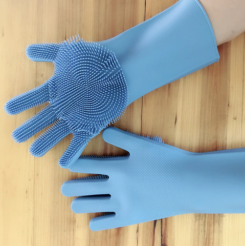 Silicone Scrubber Rubber Cleaning Gloves