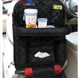 Designer Stitched PU Leather Car Back Seat Organizer with Tray