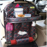 Designer Stitched PU Leather Car Back Seat Organizer with Tray