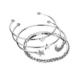 4 Pcs Fashion Wind Drill Moon Pentagram Heart Bracelet