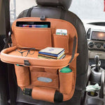 PU Leather Car Back Seat Organizer with Tray