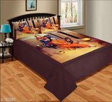 1 Pcs Double Printed Bedsheet with 2 Pillow covers of Velvet